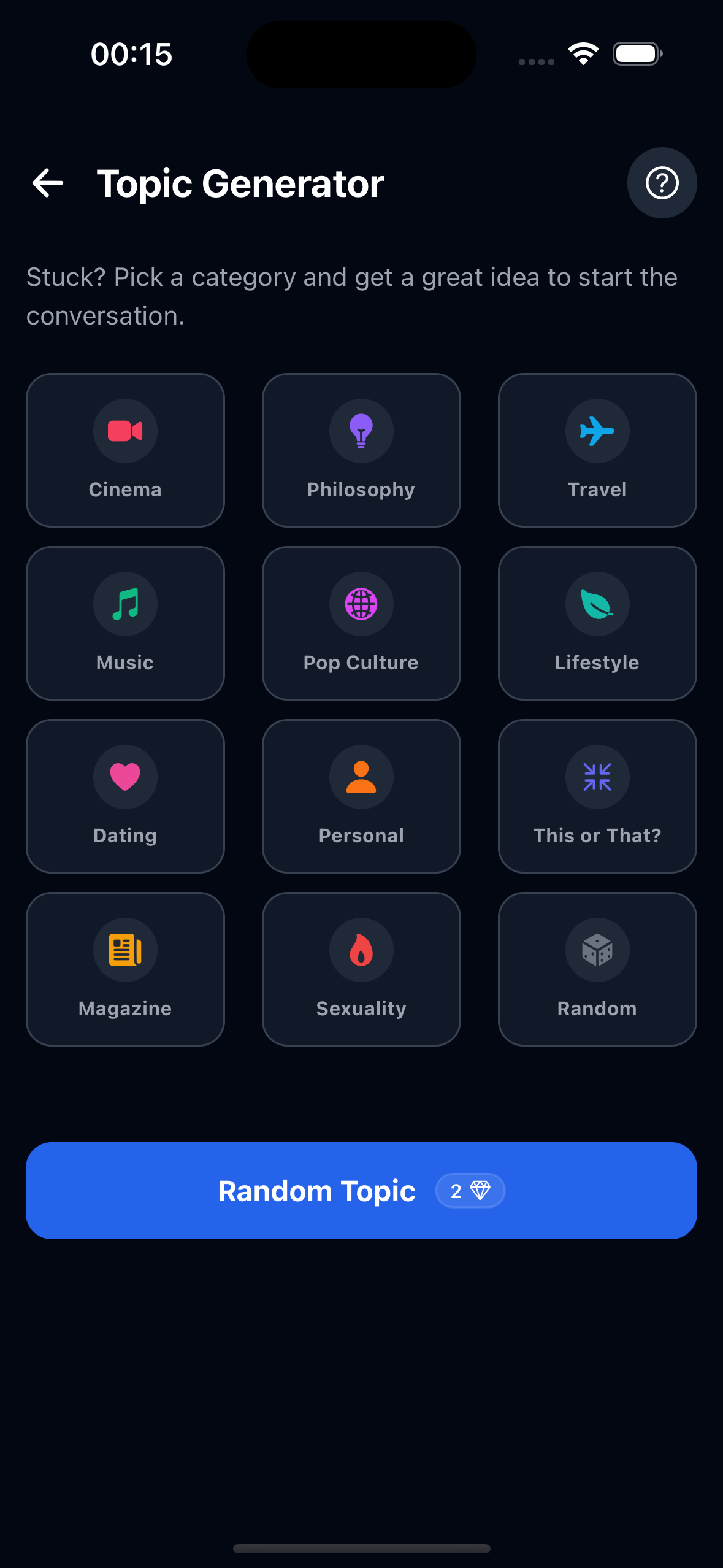 Rizz chat screen left